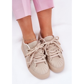 Zapatillas de deporte para mujeres con decoración en la plataforma beige 10