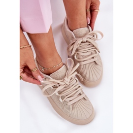 Zapatillas de deporte para mujeres con decoración en la plataforma beige 11