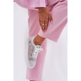 Zapatillas trenzadas para mujeres en la plataforma White blanco 3