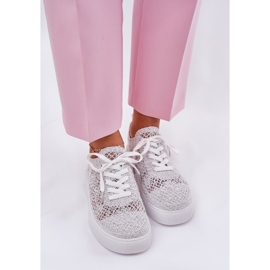 Zapatillas trenzadas para mujeres en la plataforma White blanco 5
