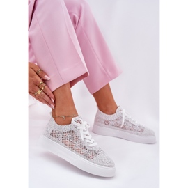 Zapatillas trenzadas para mujeres en la plataforma White blanco 6