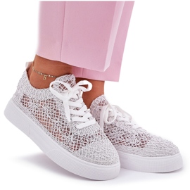 Zapatillas trenzadas para mujeres en la plataforma White blanco 9