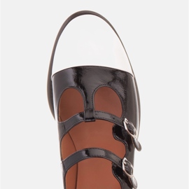 Marco Shoes Bailarinas de mujeres pintadas con un dedo del pie blanco negro 1