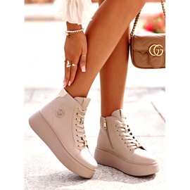 Zapatillas Altas Mujer Piel con Plataforma Vinceza 66707 Beige 5