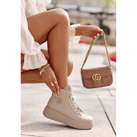 Zapatillas Altas Mujer Piel con Plataforma Vinceza 66707 Beige 7