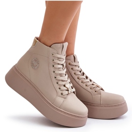 Zapatillas Altas Mujer Piel con Plataforma Vinceza 66707 Beige 9