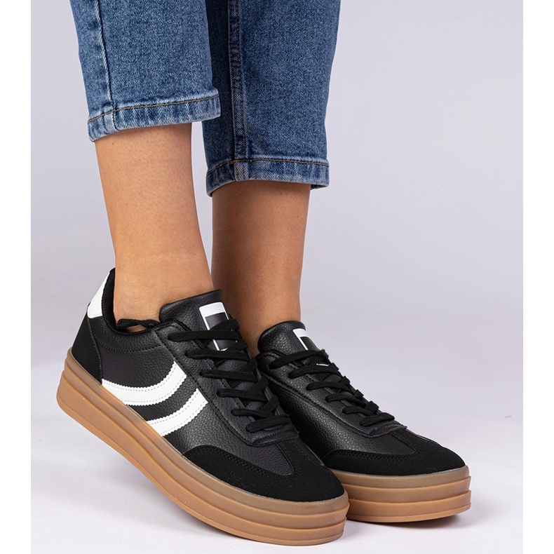 Zapatillas negras zapatillas para mujeres en la plataforma negro 2