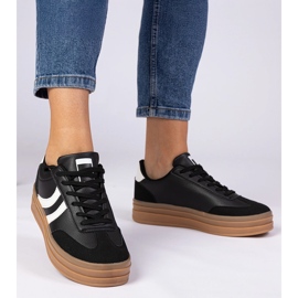 Zapatillas negras zapatillas para mujeres en la plataforma negro 3