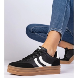 Zapatillas negras zapatillas para mujeres en la plataforma negro 5