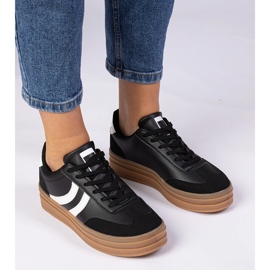 Zapatillas negras zapatillas para mujeres en la plataforma negro 4