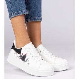 Zapatillas blancas y blancas zapatillas deportivas para mujeres con estampado blanco 2