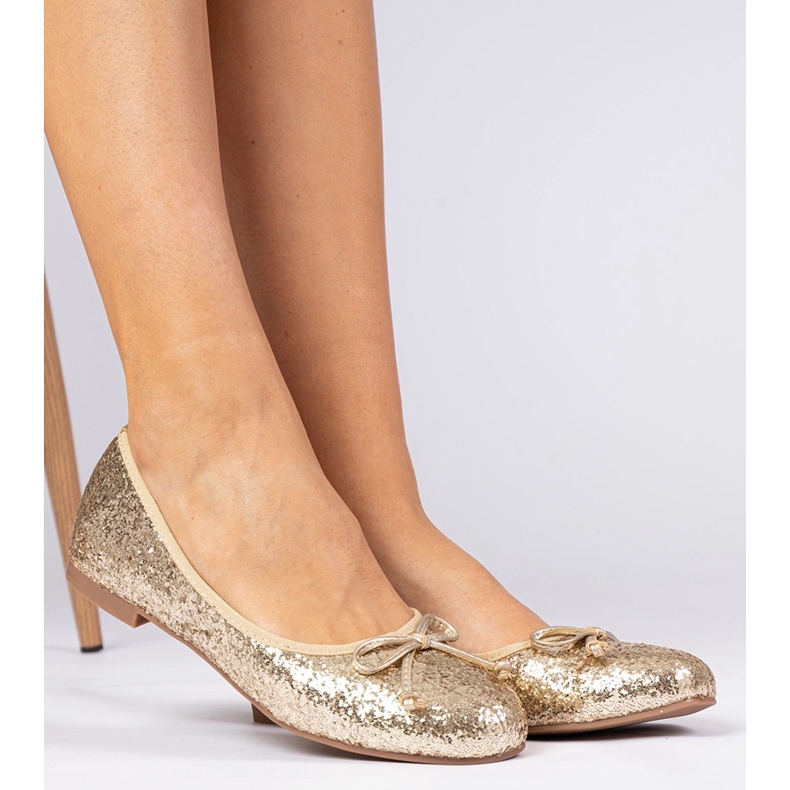 Ballerinas Golden Women's Glitter con un arco dorado 1