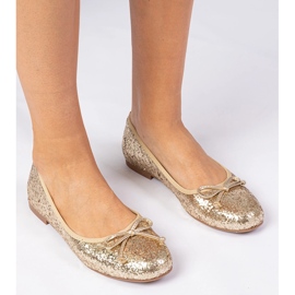 Ballerinas Golden Women's Glitter con un arco dorado 3