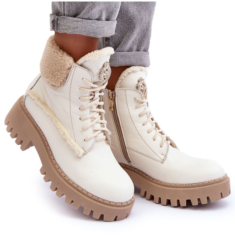 Botas de cuero de cuero para mujeres botas crema Lemar blanco 6 Botas de cuero de cuero para mujeres botas crema Lemar blanco 6