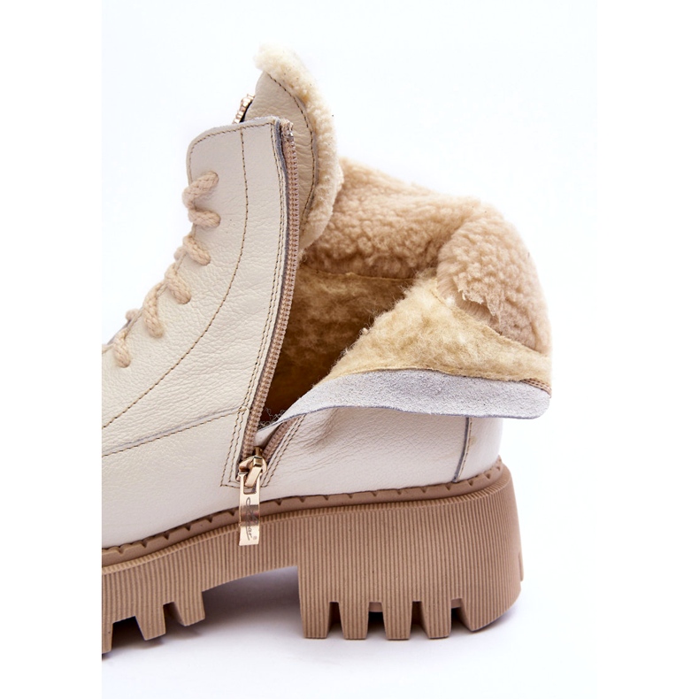 Botas de cuero de cuero para mujeres botas crema Lemar blanco 2