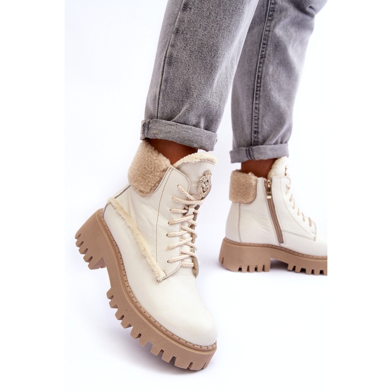 Botas de cuero de cuero para mujeres botas crema Lemar blanco 4 Botas de cuero de cuero para mujeres botas crema Lemar blanco 4