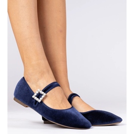 Balderinas de Velor Womenal de la Marina con una hebilla azul 2