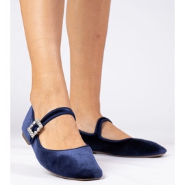 Balderinas de Velor Womenal de la Marina con una hebilla azul 3