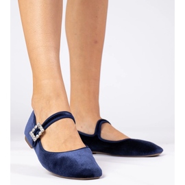 Balderinas de Velor Womenal de la Marina con una hebilla azul 4