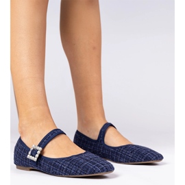 Ballerinas de mujeres azul marino con una hebilla y cristaliki 1