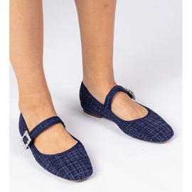 Ballerinas de mujeres azul marino con una hebilla y cristaliki 4