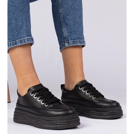 Zapatillas de deporte para mujeres negras en una suela alta negro 1 Zapatillas de deporte para mujeres negras en una suela alta negro 1