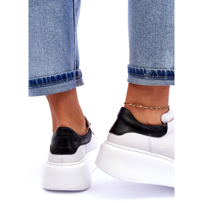 Lemar Zapatos deportivos de cuero para mujeres en la plataforma blanca blanco 4