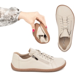 Olivier Zapatos minimalistas descalzos de cuero 1242 beige 7