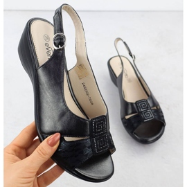 Evento Sandalias de mujeres en cuñas Black Evalo 7028 negro 1
