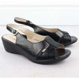 Evento Sandalias de mujeres en cuñas Black Evalo 7028 negro 2