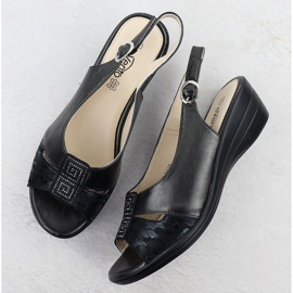 Evento Sandalias de mujeres en cuñas Black Evalo 7028 negro 3