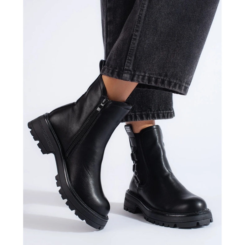 Botas Chelsea de mujer negras con suela negra negro 2