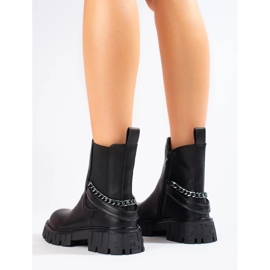 Botas Chelsea de mujer negras con cadena. negro 3