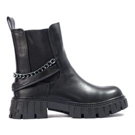 Botas Chelsea de mujer negras con cadena. negro 4