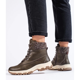 Botas de plataforma de mujer marrones verde 3