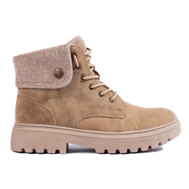 Botas de mujer beige con forro de piel de oveja. 4