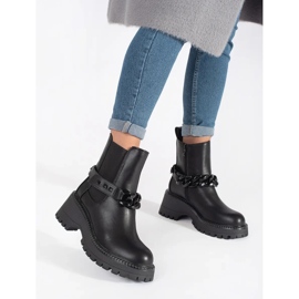 Botines Chelsea de mujer con cadena negro 1