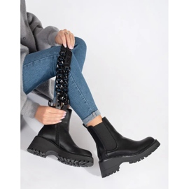 Botines Chelsea de mujer con cadena negro 4
