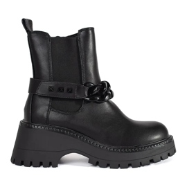 Botines Chelsea de mujer con cadena negro 5