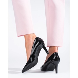 Zapatos de salón clásicos de mujer Shelovet tacones altos lacados en negro 3