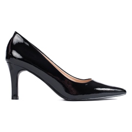Zapatos de salón clásicos de mujer Shelovet tacones altos lacados en negro 4
