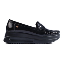 Mocasines negros charol sobre plataforma gruesa Shelovet. 4