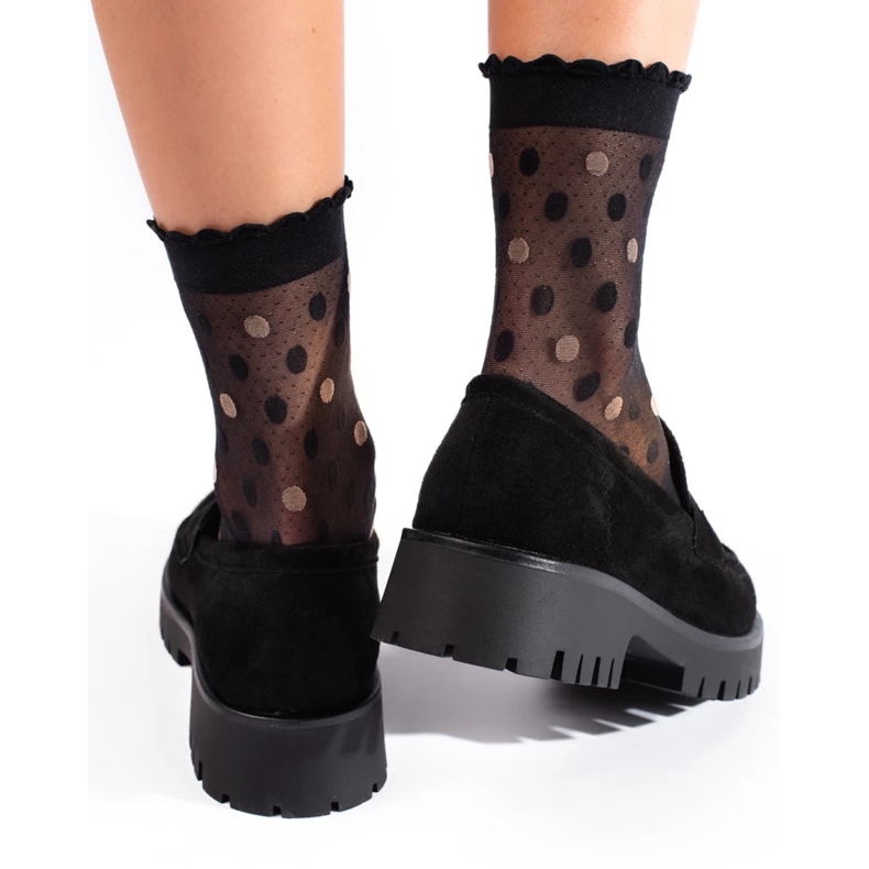 Mocasines Shelovet de ante con suela gruesa. negro 2