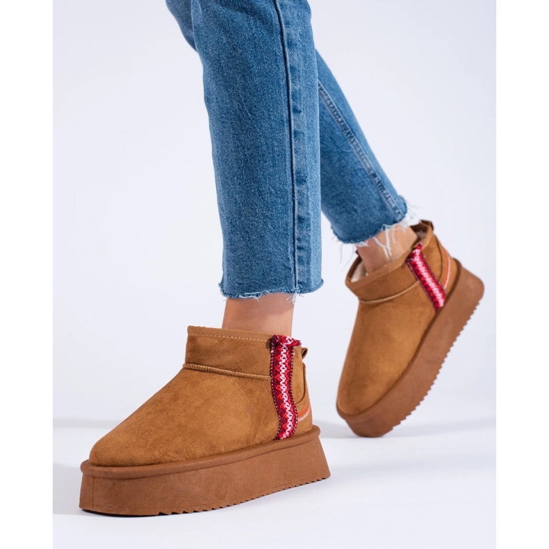 Botas de nieve mujer Shelovet ante camel marrón 2