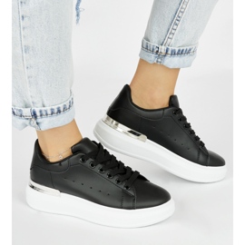 Deportivas plataforma mujer negras negro 4