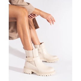 Seastar Botines clásicos color crema con tira decorativa beige 2