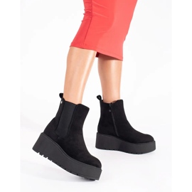 Botas Chelsea de ante negro con cuña 1