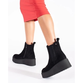 Botas Chelsea de ante negro con cuña 3