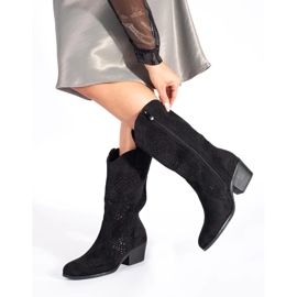 Seastar Botas cowboy mujer caladas negras negro 3