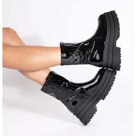 Botines negros charol con plataforma alta 4